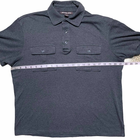 Michael Kors Gray Button Up Polo Shirt Medium EUC - Picture 3 of 7
